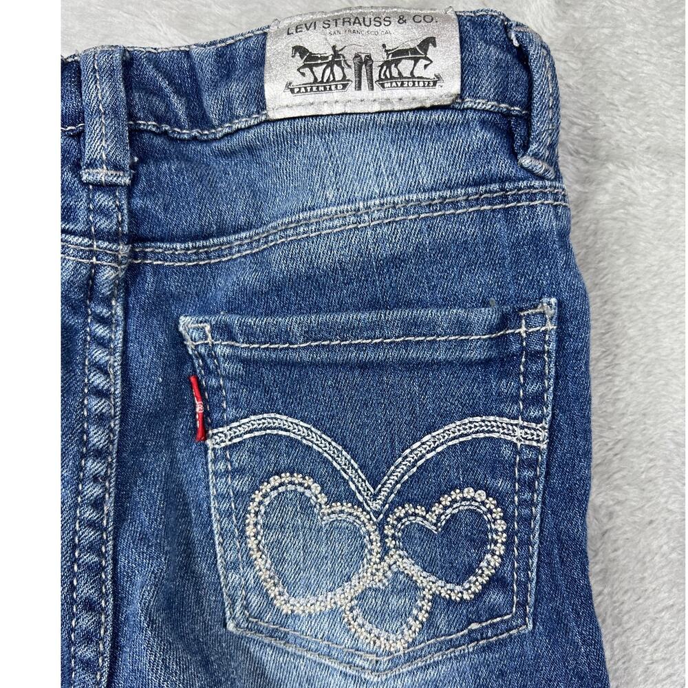 Western Girls Levi's 4/5 Denim Legging Adjustable Waist Pocket Hearts Boho - Picture 5 of 7